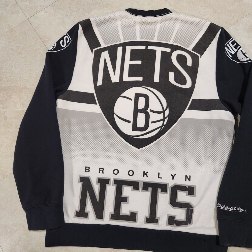 Mitchell &‎ Ness Brooklyn Nets Mens M Medium NBA Basketball AOP Sweatshirt